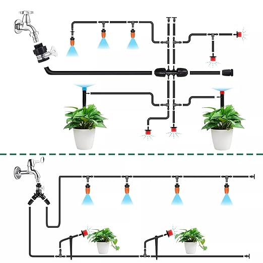 Drip Irrigation System Kit for Garden: 299CPS Automatic Drip Irrigation Kits Greenhouse Plant Watering System with 5 Kinds of Sprayers,1/4 inch 1/2 inch Irrigation Tubing Hose for Raised Bed