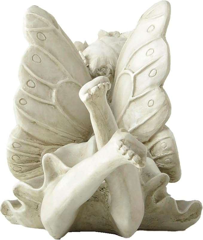 Lying Fairy Garden Statue – Resin Outdoor Fairy Figurine for Yard or Patio, Garden Angel Decor for Outside, Whimsical Fairy Ornament 9.84” L