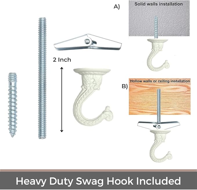 2 Pack 43 Inches Macrame Planter Hanger Large for 12 inch Pot + Swag Hook (Extra Long & Big) | Large Hanging Planter for Indoor Plants | No Tassel, Cotton Rope, No Pot/Plant Included (XL)