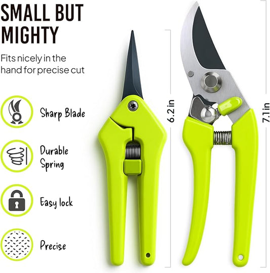 2-Pack Stainless Steel Gardening Scissors, Pruning Shears and Clippers for Gardening