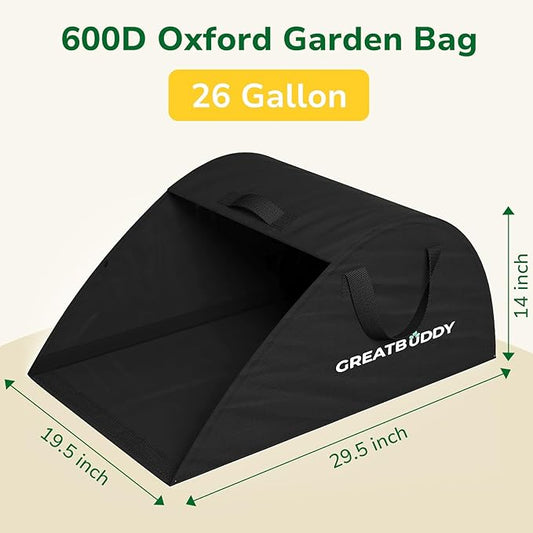 GreatBuddy Leaf Collector, Portable Lawn Bag, 26 Gallon Yard Waste Bag Oxford Fabric for Garden, Reusable Heavy Duty Dustpan Bag with Handles, Leaf Cleanup Tools for Debris, Grass and Trash