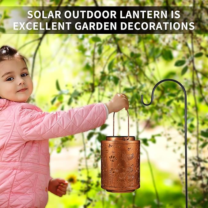 Solar Lanterns Garden Decor Birthday Gifts for Women Mon Grandma Metal Hanging Solar Lights Waterproof Outdoor Decoration for Outside LED Lanterns for Yard Patio Lawn (Birds)