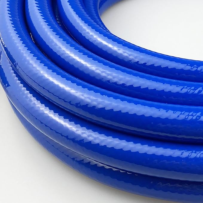 PVC Garden Hose 1/2 Inch, Flexible Water Hose with Male and Female Fittings, No Leaking, Heavy Duty, for Household, Outdoors, Lawns, Patio (2 FT, Blue, Plastic Fittings)