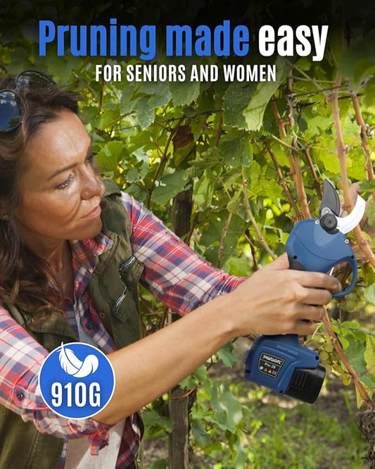 SWANSOFT Electric Pruning Shears, 28mm 1.1'' Cutting Diameter Cordless Electric Pruners Shears Battery Powered, 850W Tree Branch Pruner for Gardening (Black/Blue)