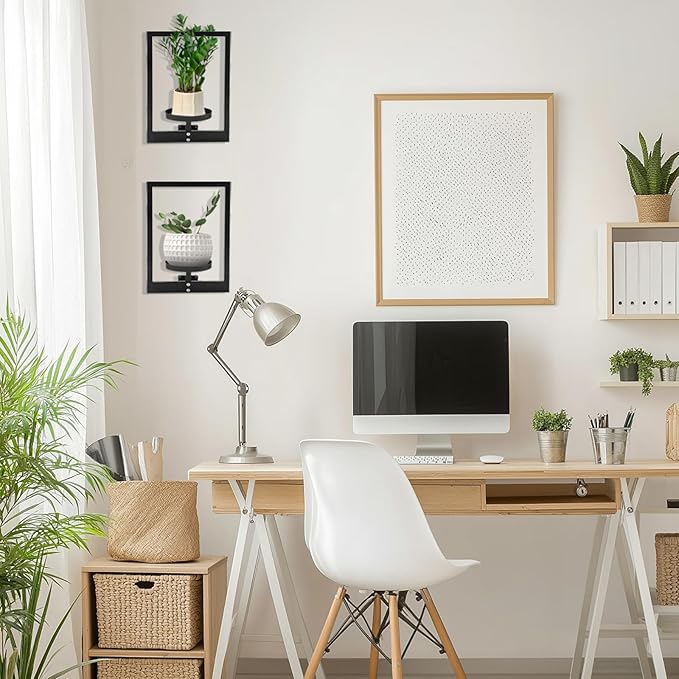 Metal Wall Plant Holder, Wall Planters for Indoor Plants, Heavy Duty Plant Wall Shelf, Vertical Space Saving - for Home, Office, Balcony(2 Pack)