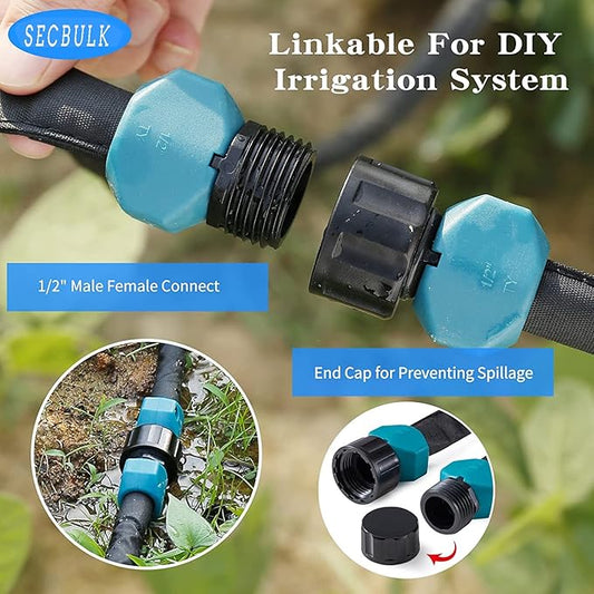 2025 Flat Soaker Hose 50 ft for Garden, 50' Linkable Drip Hose Diy Garden Irrigation System Saving 80% Water, Dual-layer Leak-free Design Water Hose with Holes
