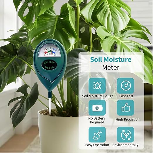 Green Soil Moisture Meter, Soil Tester, Moisture Meter Plants, Soil Moisture Tester, Soil Water Tester for Plants, Plant Moisture Monitor, No Battery Needed (Green, 1 Piece)