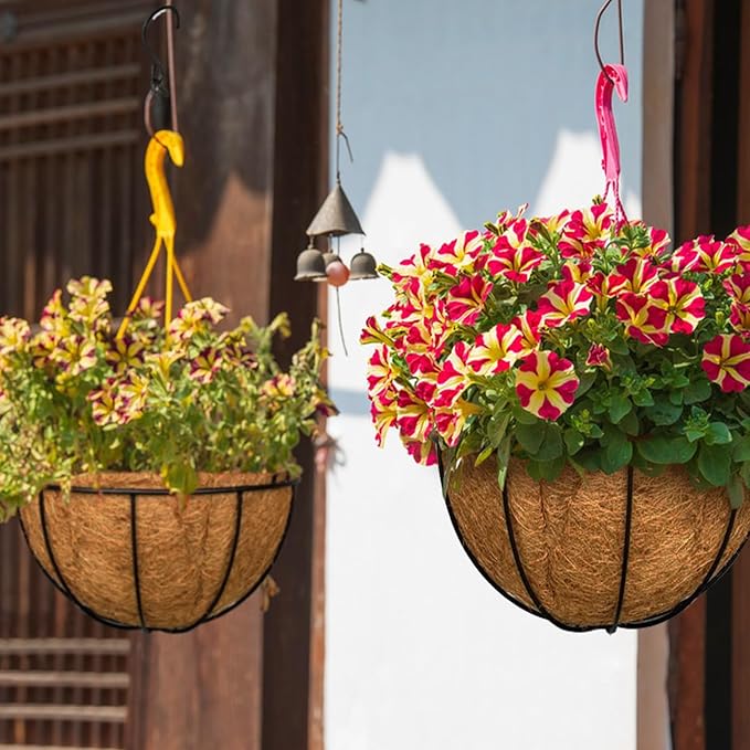 ZeeDix 4 PCS 12 Inch Coconut Liners for Planters, Round Hanging Basket Liners Natural Coco Coir Replacement Liner for Flowers Vegetables Patio Porch Garden Decor