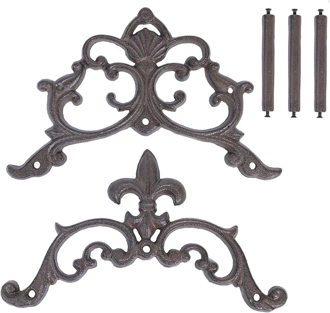 Cast Iron Garden Hose Holder, Wall Mount Hose Storage (Brown)