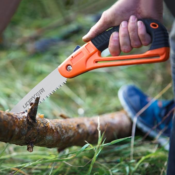 Folding Hand Saw, 8 Inch Heavy Duty High Carbon Steel Blade for Smooth Cutting, Camping, Gardening, Tree Pruning, Wood Cutting, Compact Design with Non-Slip Ergonomic Handle for Outdoor Use