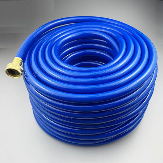 PVC Garden Hose 1/2 Inch Green Heavy Duty Water Hose with Solid Brass Fittings,No Leaking, Flexible,for outdoors,Lawns,Patio (100 FT, Blue, Brass Fittings)