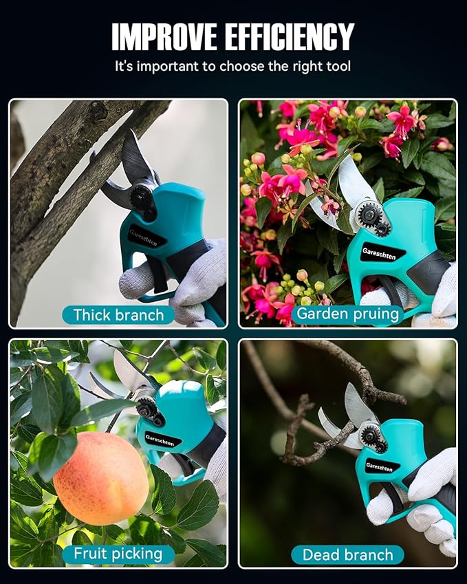 G-901 Electric Pruning Shears Cordless Pruner Shears Brushless, 2 * 2000mAh Battery Pruning Shears with Replacement Blade, 1.4 Inch Cutting Capacuty for Tree Trimming Branch Cutter