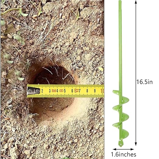TCBWFY Auger Drill Bit for Planting 1.6x16.5inch Extended Length Garden Auger Spiral Drill Bit for Planting Bulbs Flowers,Post Hole Digger for 3/8”Hex Drill