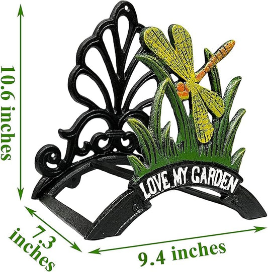 Decorative Garden Hose Holder, Hose Hanger, Heavy Duty Cast Iron Garden Yard Water Pipe Holds, Wall Mounted Hose Butler, Hose Rack Reel, 50FT 75FT 100FT Water Hose Bulter Storage (Dragonfly)
