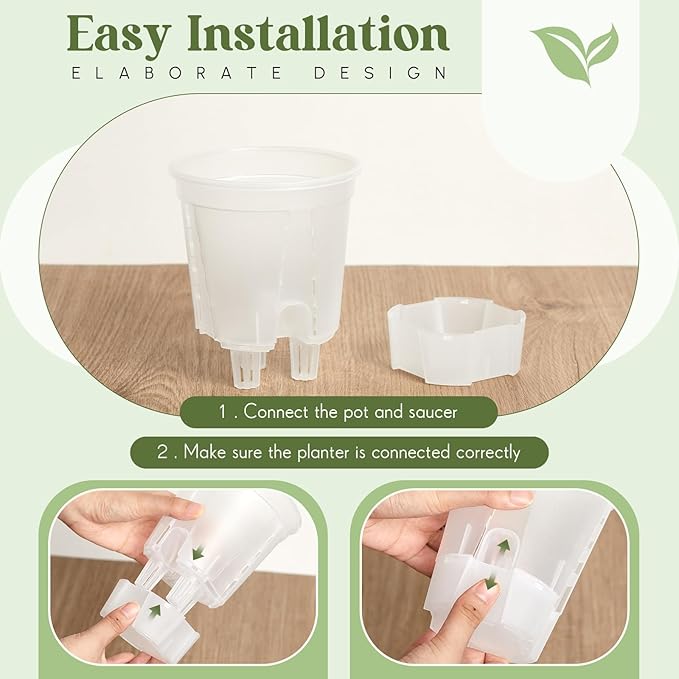 9 Pcs Self Watering Pots for Indoor Plants with Deep Reservoir and High Drainage Holes for Outdoor Plants and Flowers, Bare Root Planter (4.72'',Clear)