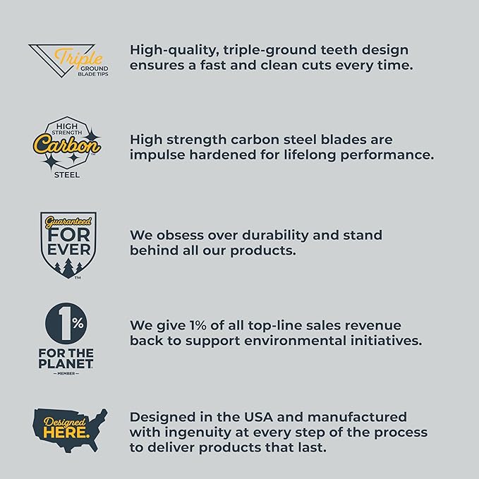 Woodland Tools Super Duty D-Handle Pruning Saw – Curved Tree Saw with Hardened Steel Blade, Aggressive Teeth, Non Slip Grip – Manual Tool for Limb Cutting, Branch Removal, and Yard Work