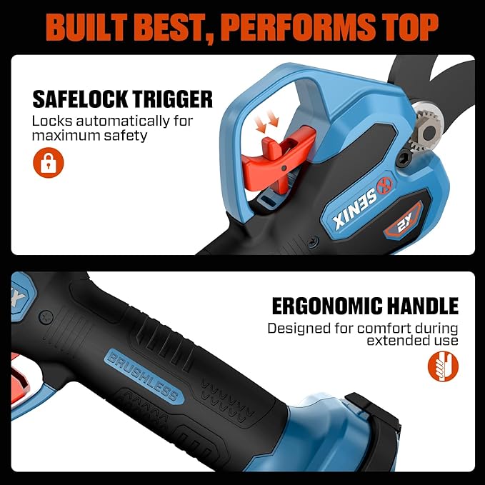 SENIX Cordless Electric Pruning Shears with 2000mAh Battery& Charger, 20V Brushless Motor Pruner, Dual Mode Cutting 1.5" Max for Delicate Flowers & Thick Branches, Gardening, Tree Pruners, Orchard