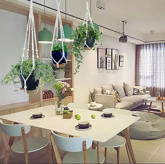 Hanging Planters with Macrame Plant Hangers for Indoor Outdoor Plants,3 Set Hanging Baskets Flower Pots Holders 35‘’/27‘’/21‘’,Self-Watering Pots 7‘’/6‘’/5.5‘’,Boho Home Decor (Black)