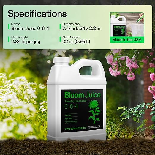 VIVOSUN Bloom Juice (0-6-4), Flowering Supplement Liquid Fertilizer for Flowering Stage, Concentrated Plant Food for All Flowering Plants, 32 Ounces/1 Quart