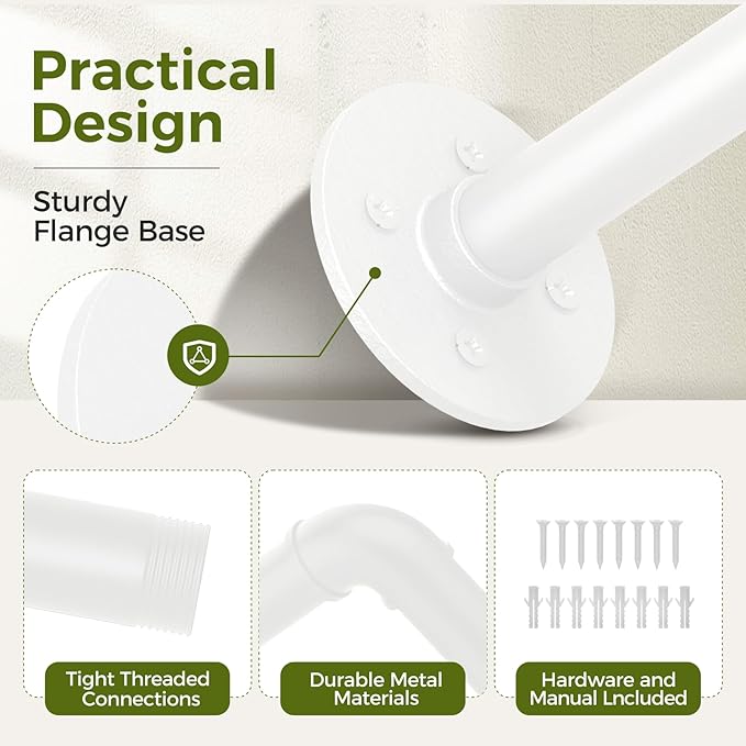 Bamworld Hanging Planters 2PCS for Indoor Plants Hanging Plant Holder Plant Hanger Indoor Ceiling Window Plant Shelves Wall Mount Black Metal Rod(Pot&Plant Not Included) White