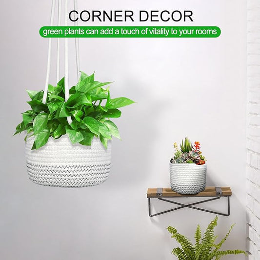 Hanging Planter Basket 2 Pack Jute Hanging Plant Holder Handmade Boho Plant Hangers Rope Woven Hanging Plant Holder Modern Storage Organizer Plant Hangers for Indoor Home Decor