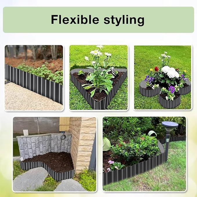 Corrugated Metal Garden Edging,6in(H) x 40ft(L) Sturdy Galvanized Landscape Edging for Lawn,Garden Fence,Flower Bed and Paver