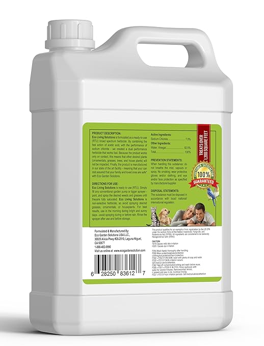 ECO GARDEN PRO - Organic Vinegar Weed Killer | Kid Safe Pet Safe | Clover Killer For Lawns | Moss Killer | Green Grass & Poison Ivy Killer | Spray Ready Glyphosate FREE Herbicide (1 Case of 4 Gallons)