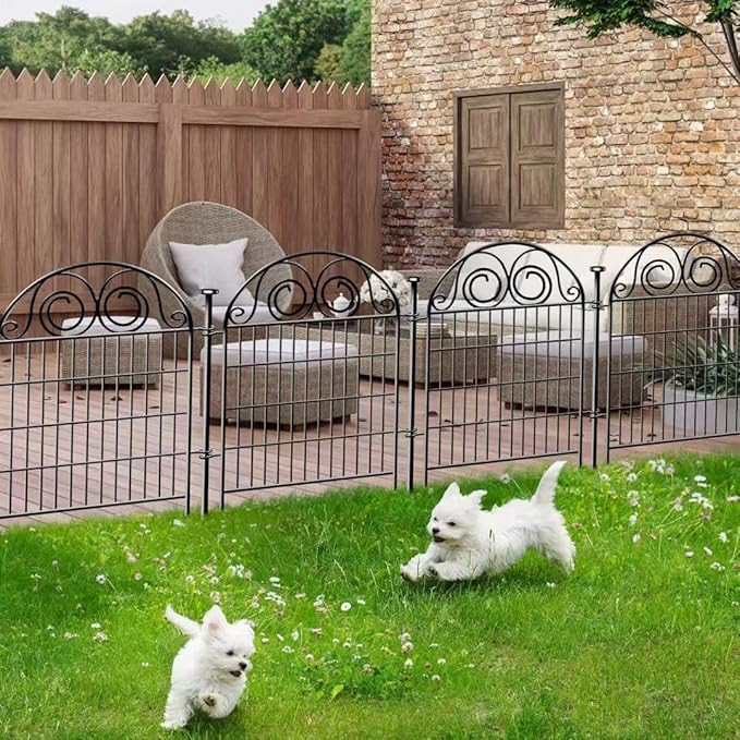 Tall Garden Animal Barrier Fencing with Gate, 32 in(H)×27 in(L) 16 Panels Dog Digging Fence Barrier, Black Metal Temporary Fence, Reusable Defense Fences for Outdoor Yard. Total 35 Ft│Patented