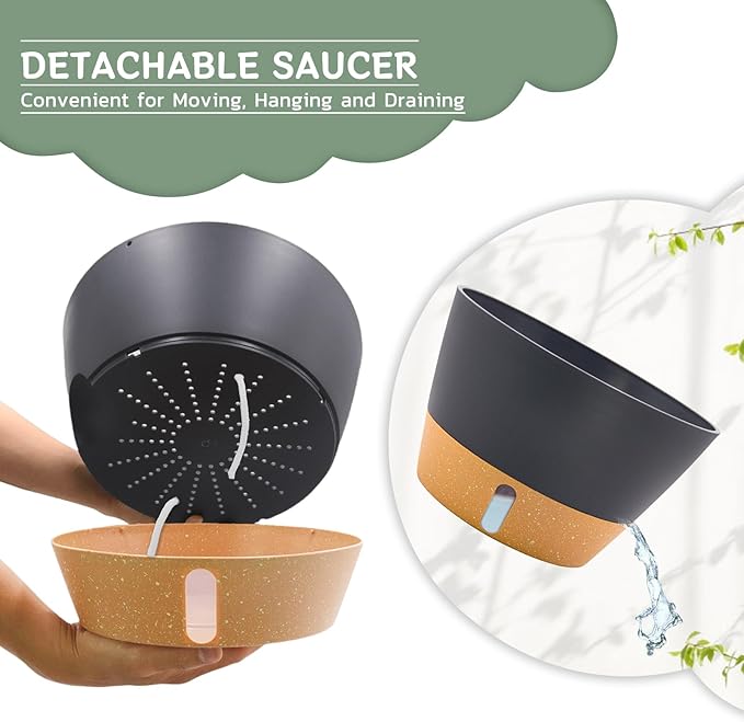 ZMTECH 12 Inch Hanging Planters for Indoor, 2 Pack Self Watering Plant Pot for Outdoor Garden Porch, Large Hanging Baskets with Visible Water Level and Chain(12Inch, Gray)