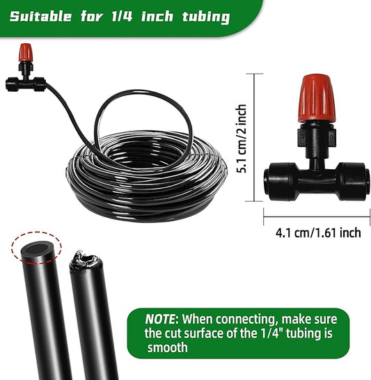 40PCS Push-to-Fit Drip Irrigation Micro Spray Emitters for 1/4 inch Irrigation Tubing, Three-Way Adjustable Atomizing Nozzle, Irrigation Dripper Sprinklers for Garden Greenhouse Agricultural