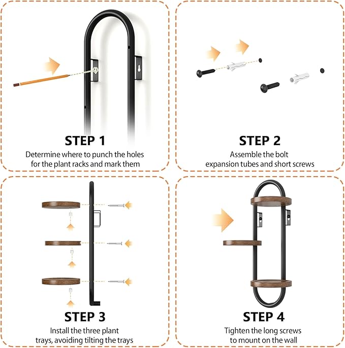 Wall Mounted Plant Stands for Indoor Plants, Window Plant Shelves, Plant Wall Mount Holders Indoor Decor Hanger, 3 Tiered Hanging Plant Stands, Home Office Living Room Decor