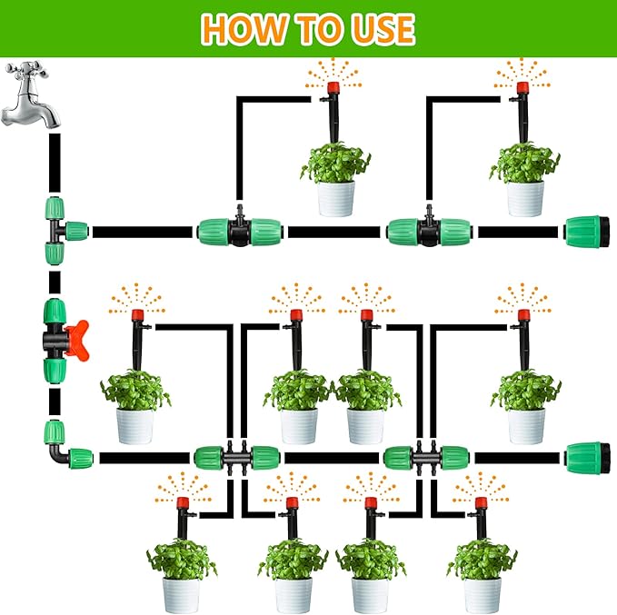 Drip Irrigation Fittings for 1/2 Inch Drip Tubing (1/2" ID x 0.65" OD), 12 Pieces 1/2'' Drip Line End Caps Anti-drop Locked Nut Barbed End Plug Connectors, Garden Irrigation Parts for Drip Hose