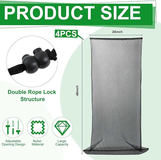 Boao 4 Pcs Wood Chipper Shredder Bag 24" x 48" Leaf Mulcher Shredder Collection Bags, Lawn Tractor Leaf Bag Wood Chipper Cover for Electric Shredders Lawn Tractor Machine Universal Part