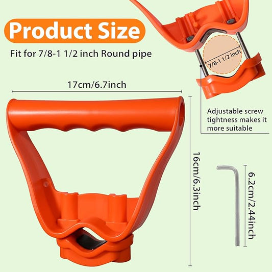 Labor-Saving Handle Tool for Snow Shovels Ergonomic Back-Saving Attachment for Garden Tools Universal Weed Eater Handle Replacement for Snow Shovels, Rakes, Lawn Trimmers, Orange