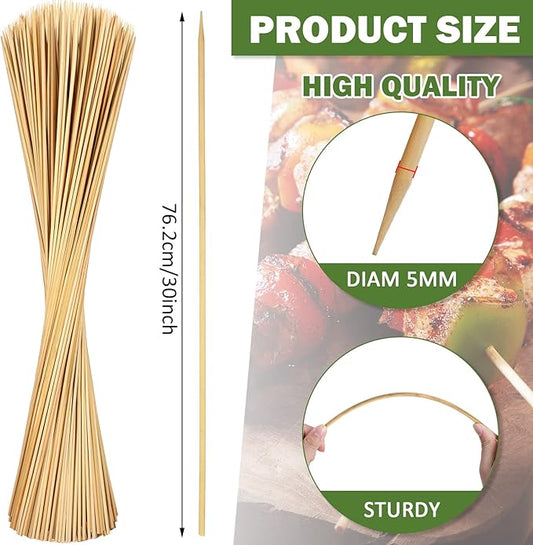 180 Pieces 30 inch Extra Long Bamboo Marshmallow Roasting Sticks Bulk Disposable Smores Sticks 5mm Thick Bamboo Skewers for Outdoor Open Fire Roaster Barbecue Hot Dog Camping Kebab Sausage