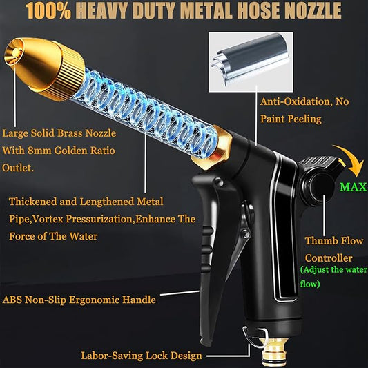 Garden Hose Nozzle, Upgraded Heavy Duty Metal Hose Sprayer Nozzle with Thumb Control, High Pressure Water Nozzle With 3/4" Quick Connect for Watering Plants and Lawn, Washing Cars and Showering Pets