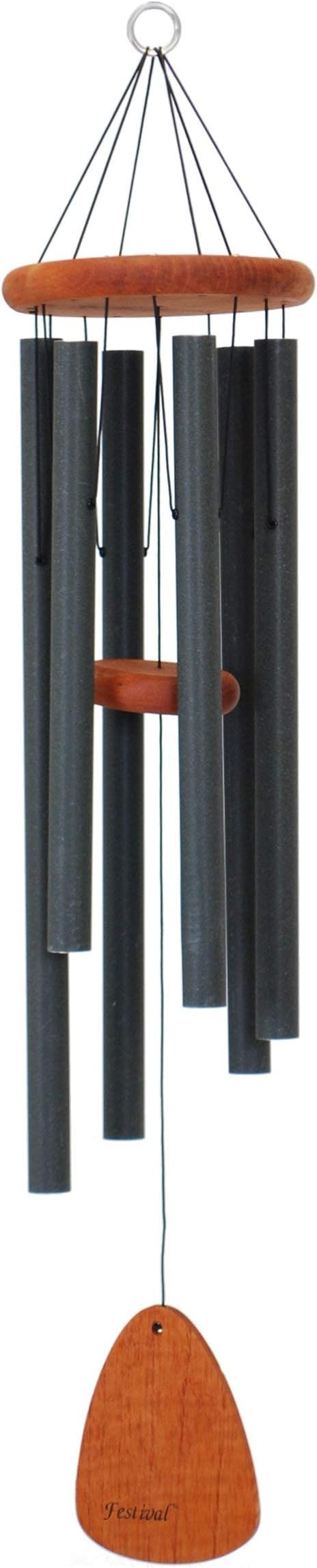 Festival 36-inch Redwood Wind Chime in Forest Green by Wind River for Patio, Backyard, Garden, and Outdoor décor. Made in The USA