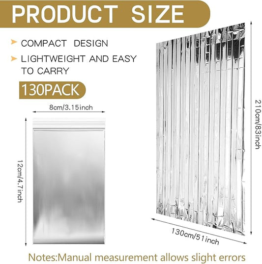 Macarrie Emergency Blanket Bulk Survival Thermal Silver Foil Reflective Blankets Pack for Cold Outdoors Camping Hiking First Aid Shelter Space Emergency Supplies Set