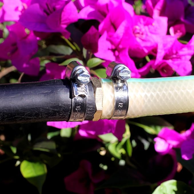 Solid Brass Garden Hose Repair Connector with Clamps Hose Repair Kit, 5/8"Barb Garden Hose Fittings (5/8"Barb-3 Set)