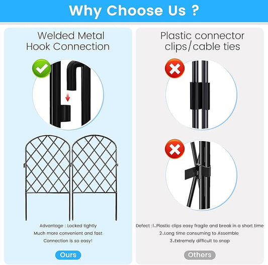 Decorative Garden Fence 24 Pack,24 Ft (L) X 24 in (H) Black Mesh Rustproof Metal Fence, Animal Barrier Fence for Small Dog, Border Folding Patio Fences,Outdoor Flower Bed Landscape Decor