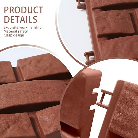 Plastic Garden Fence 4Pcs 16 x 12 x 1 Brick Design Lawn Edging Plug-in Garden Edger Border Spliced Decorative Flower Bed Edging Borders Lawn Landscape Panels