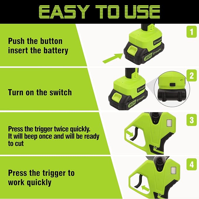 YOUGFIN Electric Pruning Shears 40mm (1.6 inch), Cordless Pruner Heavy Duty with LCD Display, 20V Power Scissors Brushless for Gardening, Battery Pruning Shears with SK5 Blades (2 * 2.0Ah)