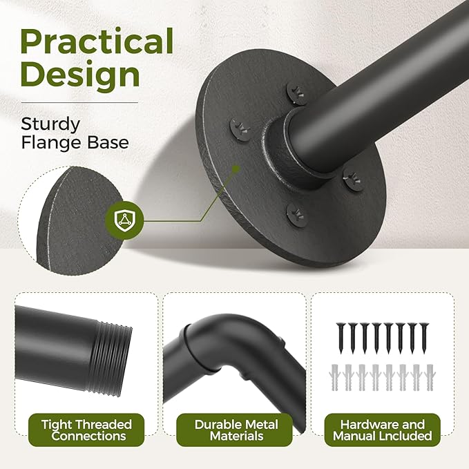 Bamworld 36.2" Hanging Planters 2PCS for Indoor Plants Hanging Plant Holder Plant Hanger Indoor Ceiling Window Plant Shelves Wall Mount Black Metal Rod(Pot&Plant Not Included)