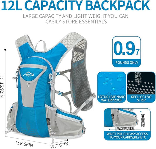 Hydration Pack Backpack, Lightweight Water Backpack with 2L Leakproof Hydration Bladder Daypack for Men Women,Running Hydration Vest for Outdoor Trail