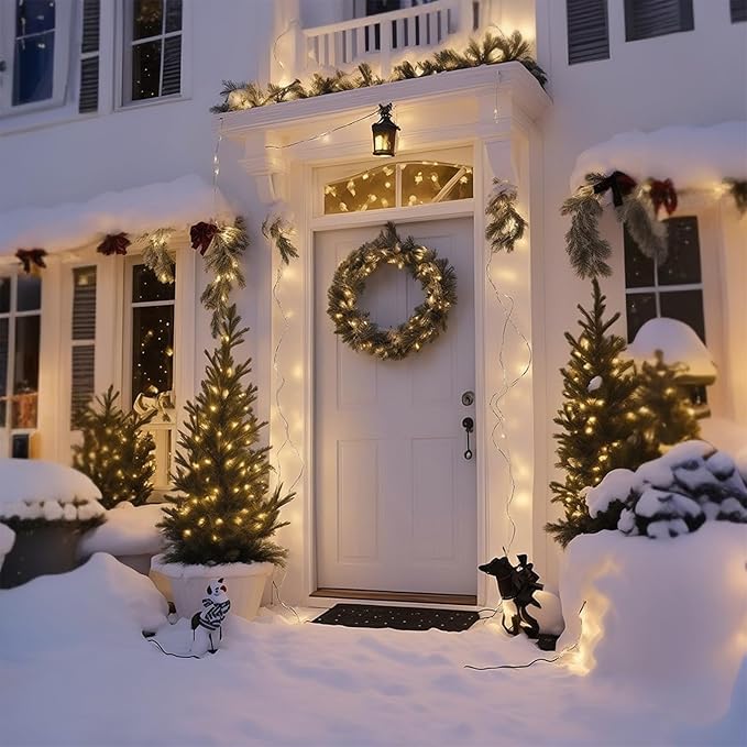 70 Count C6 Warm White Christmas Lights - 35.5ft Outdoor, Waterproof, Green Wire, IP65, UL Listed