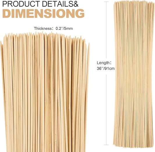 Suclain 600 Pcs 36" Long 5mm Thick Marshmallow Roasting Sticks, Smores Sticks Bamboo Skewers BBQ Kabob Grilling Barbecue Roasting Camping for Outdoor Fire Pits Campfires