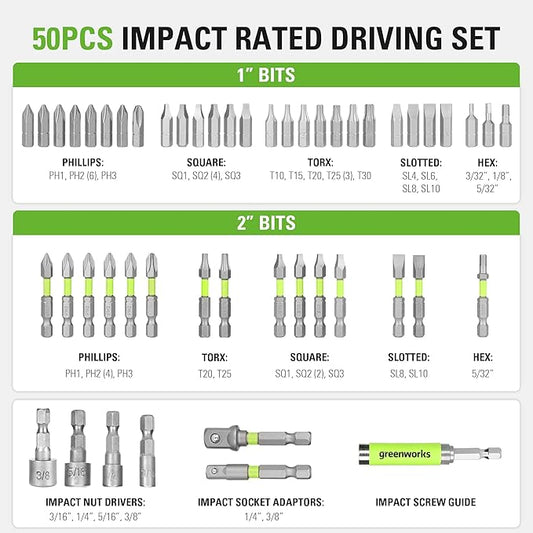 Greenworks 50 Piece Impact Rated Driving Set