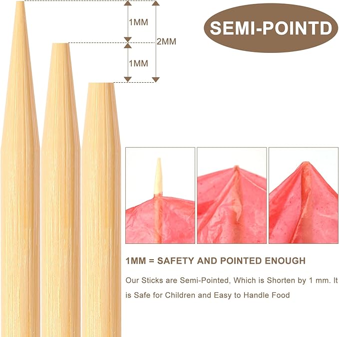 300 Pack Marshmallow Roasting Sticks, 30 Inch Smores Stick Extra Long for Fire Pit, 5mm Thick Bamboo Barbecue Skewers Outdoor for BBQ Kabob Grilling, Campfire, Hotdog, Plant Support