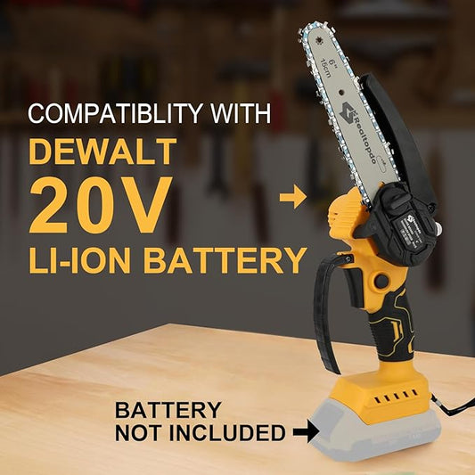 6 In Chainsaw Compatible with DeWalt Battery 20v - Mini Electric Cordless Brushless Chain Saw Handheld Compact Portable Mobile Small Trimming Pruning Chainsaw Set(Battery not Included)