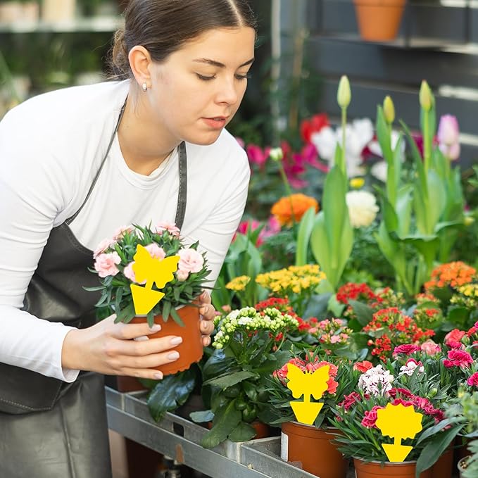 Fruit Fly Traps, 100 Pack Yellow Sticky Traps, Fungus Gnat Traps, Plant Fly Stickers for Indoor and Outdoor Use Protect The Plant